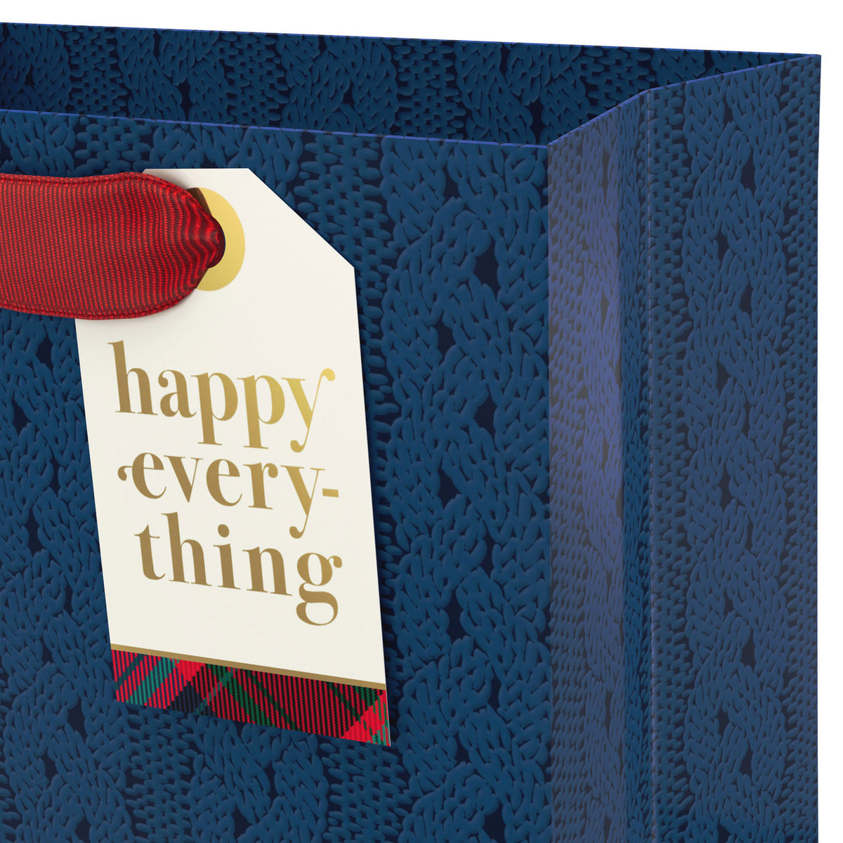 Hallmark 6.5'' Blue Cable Knit Small Christmas Gift Bag