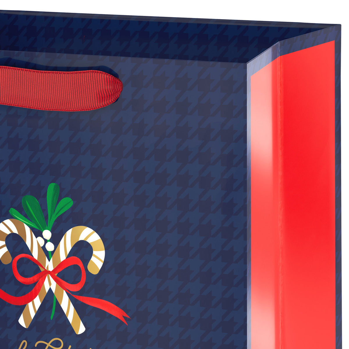 Hallmark 9.6'' Navy Blue Houndstooth with Candy Canes Medium Christmas Gift Bag