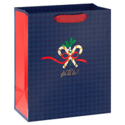 Hallmark 9.6'' Navy Blue Houndstooth with Candy Canes Medium Christmas Gift Bag
