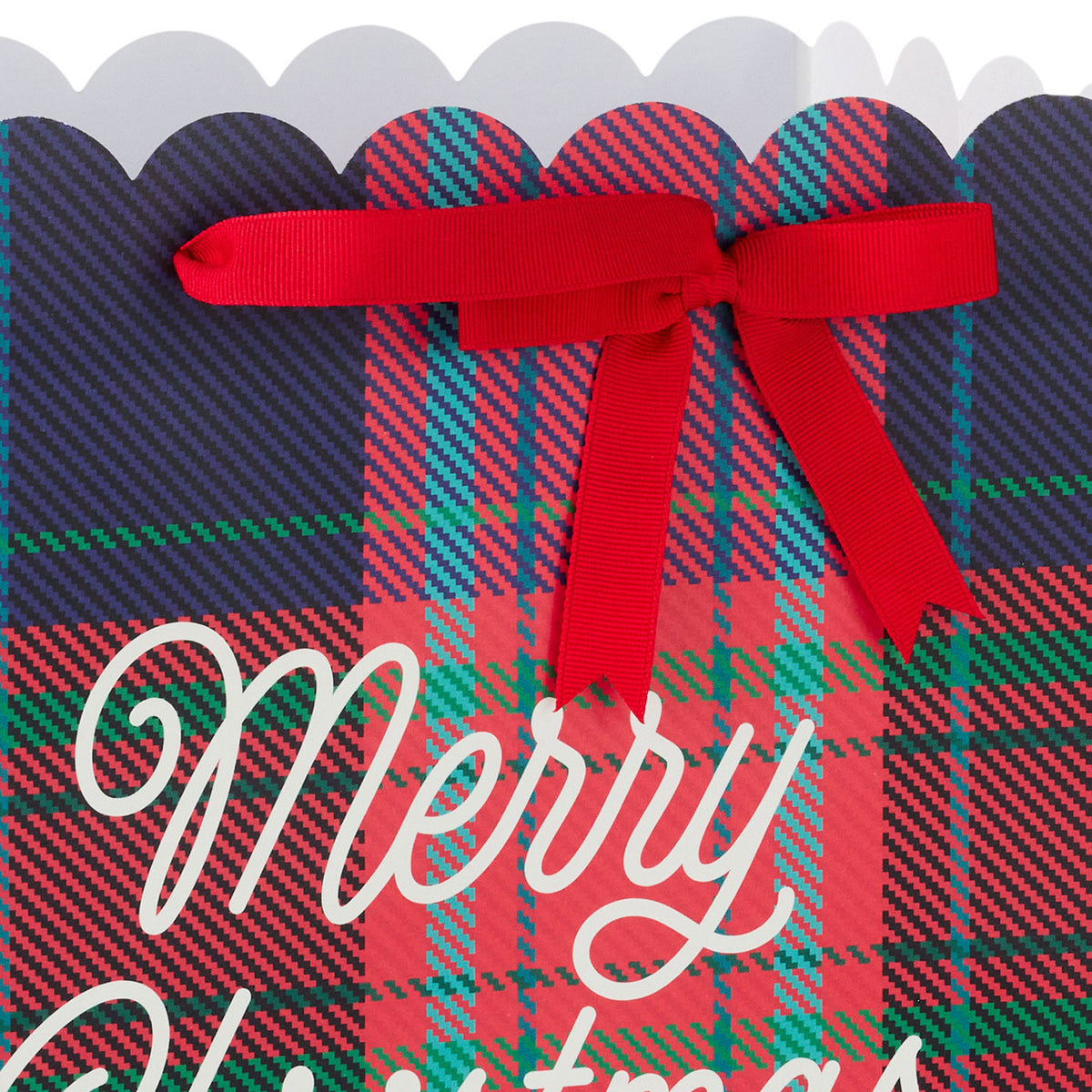 Hallmark 13'' Scalloped Red Plaid Large Christmas Gift Bag