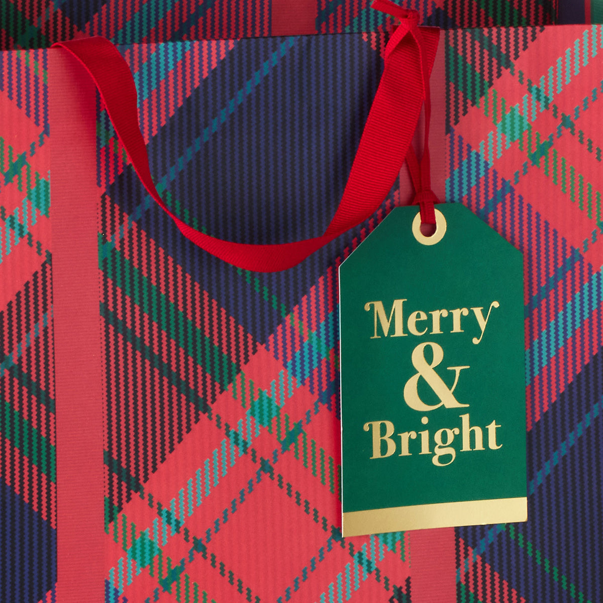 Hallmark 13.5'' Red Plaid, Merry and Bright Extra-Large Christmas Gift Bag With Gift Tag