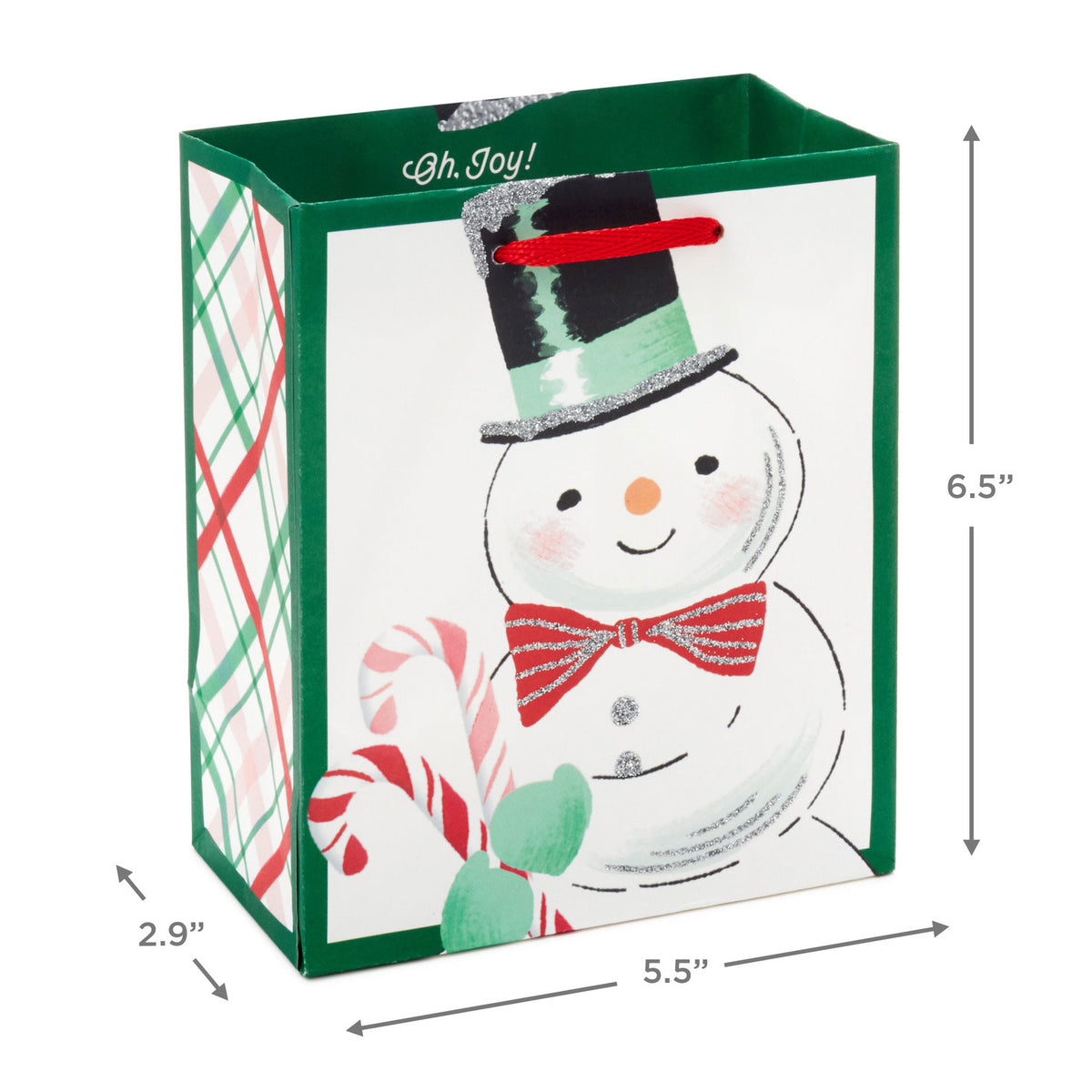 Hallmark 6.5'' Smiling Snowman on White Small Holiday Gift Bag