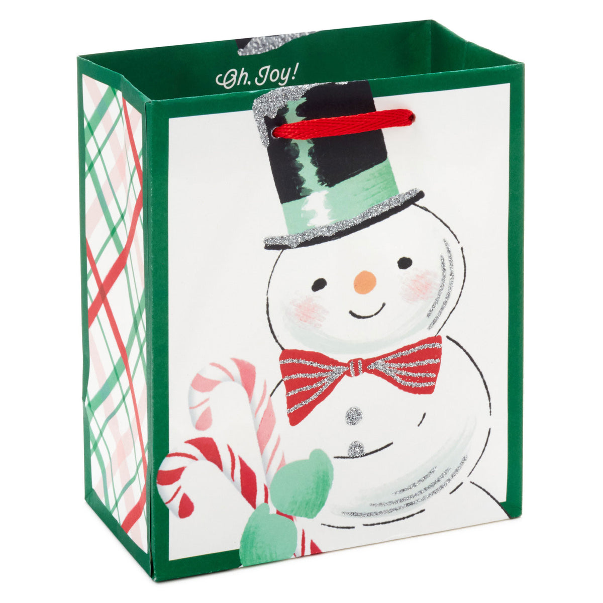 Hallmark 6.5'' Smiling Snowman on White Small Holiday Gift Bag