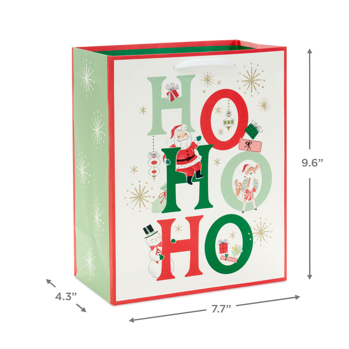 Hallmark 9.6'' Vintage Santa Ho Ho Ho Medium Christmas Gift Bag