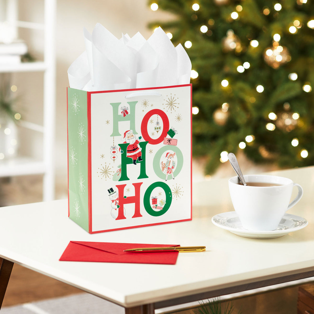Hallmark 9.6'' Vintage Santa Ho Ho Ho Medium Christmas Gift Bag