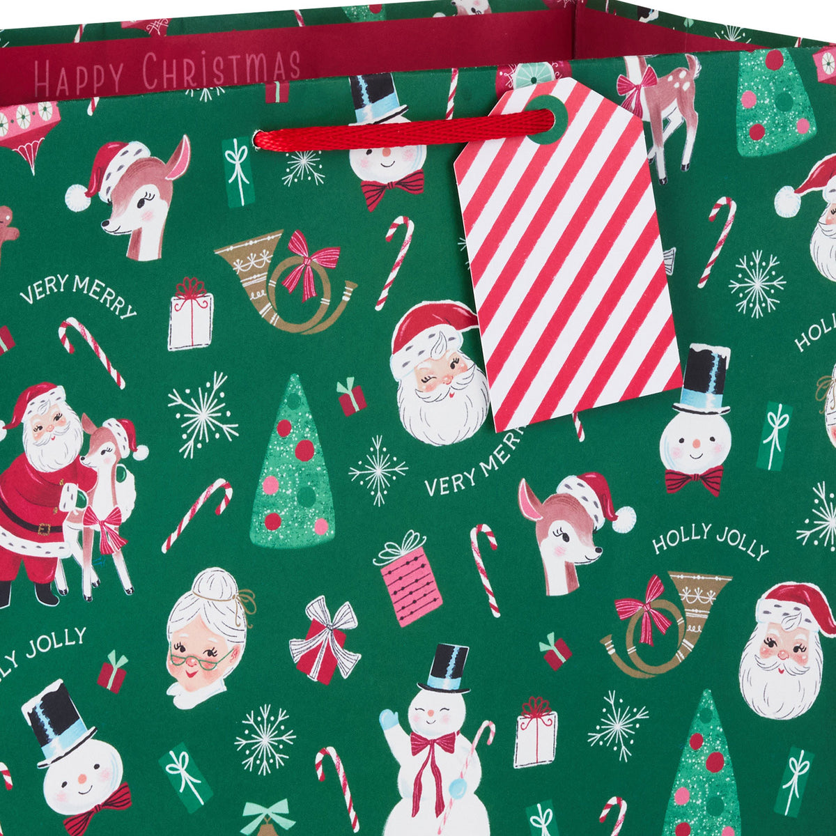 Hallmark 13'' Vintage Icons on Green Large Christmas Gift Bag