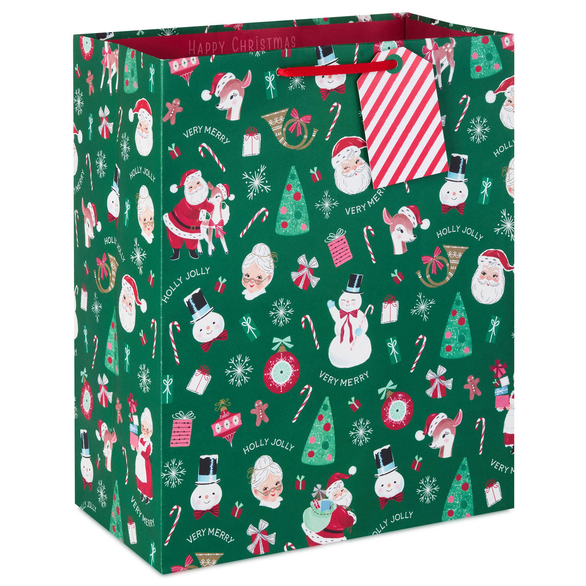 Hallmark 13'' Vintage Icons on Green Large Christmas Gift Bag