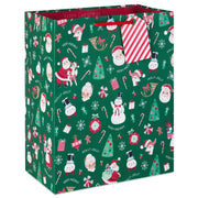 Hallmark 13'' Vintage Icons on Green Large Christmas Gift Bag
