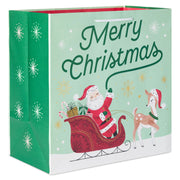 Hallmark 15'' Retro Santa and Reindeer Extra-Deep Christmas Gift Bag