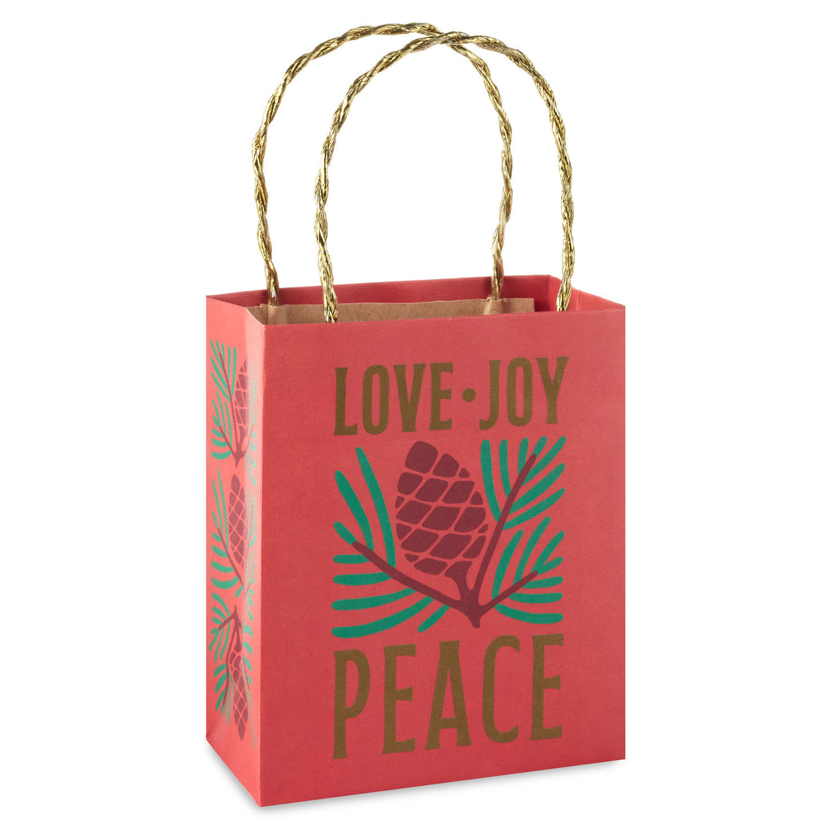 Hallmark 6.5'' Pine Cone on Red Small Christmas Gift Bag