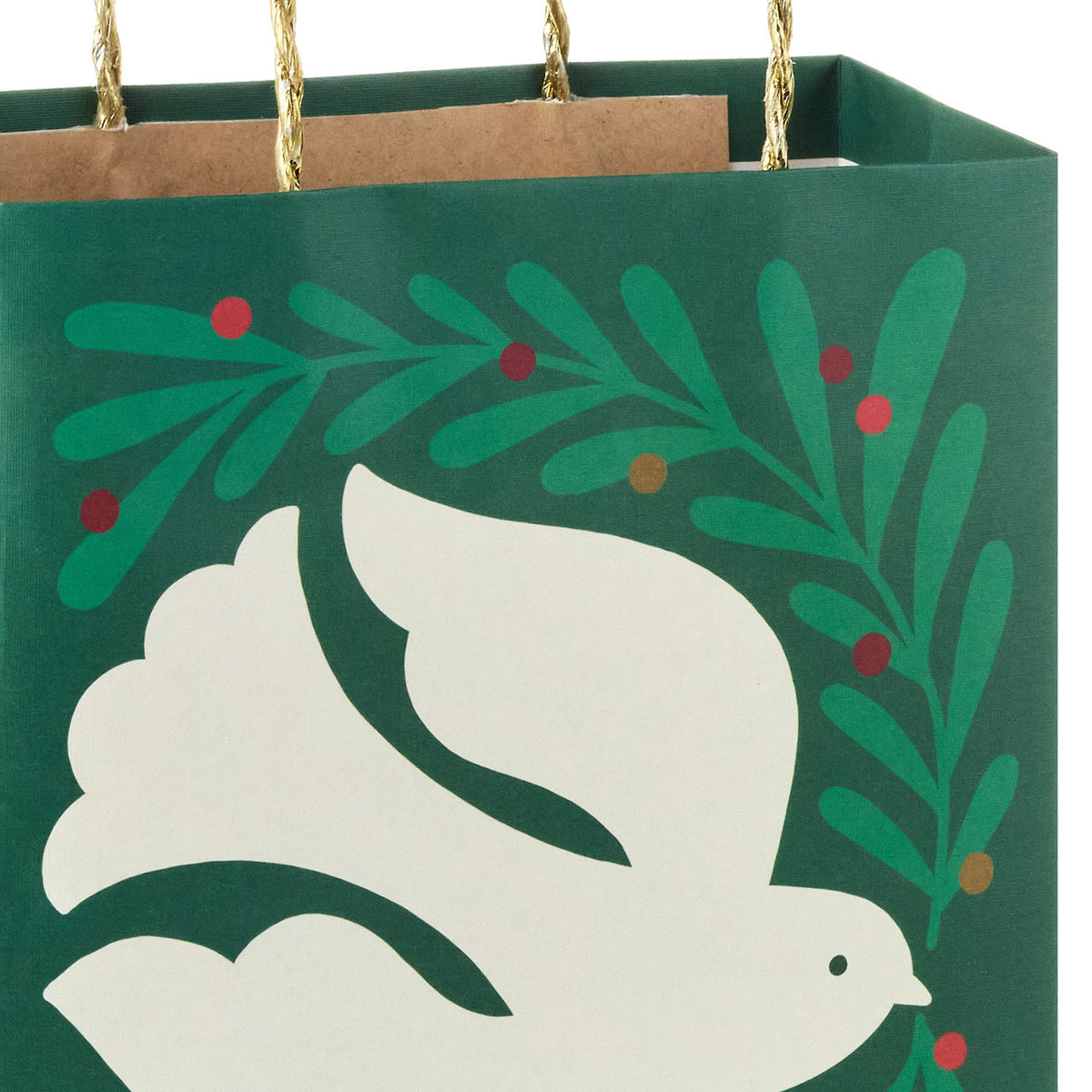 Hallmark 9.6'' Peace Dove on Green Medium Christmas Gift Bag