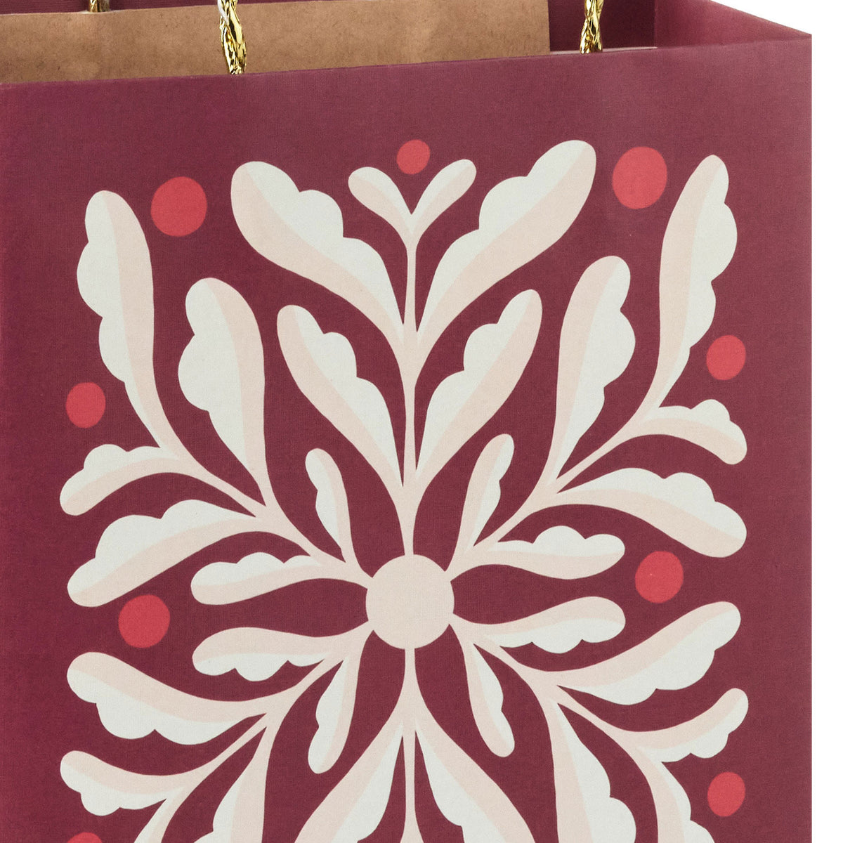 Hallmark 9.6'' Abstract Flower on Dark Red Medium Christmas Gift Bag