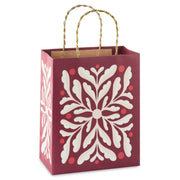 Hallmark 9.6'' Abstract Flower on Dark Red Medium Christmas Gift Bag