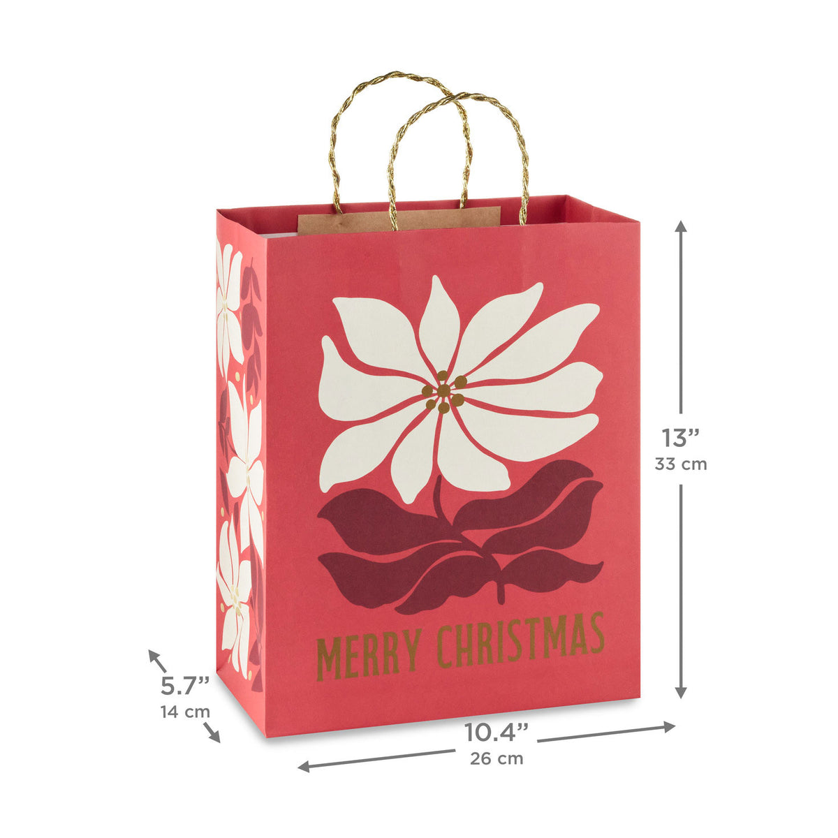 Hallmark 13'' Modern Poinsettia Red Large Christmas Gift Bag