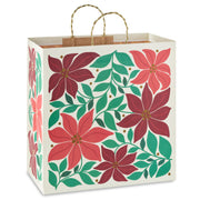 Hallmark 15'' Poinsettias on Cream Extra-Deep Christmas Gift Bag