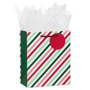 Hallmark 6.5'' Pink and Green Stripes Small Christmas Gift Bag With Tissue Paper