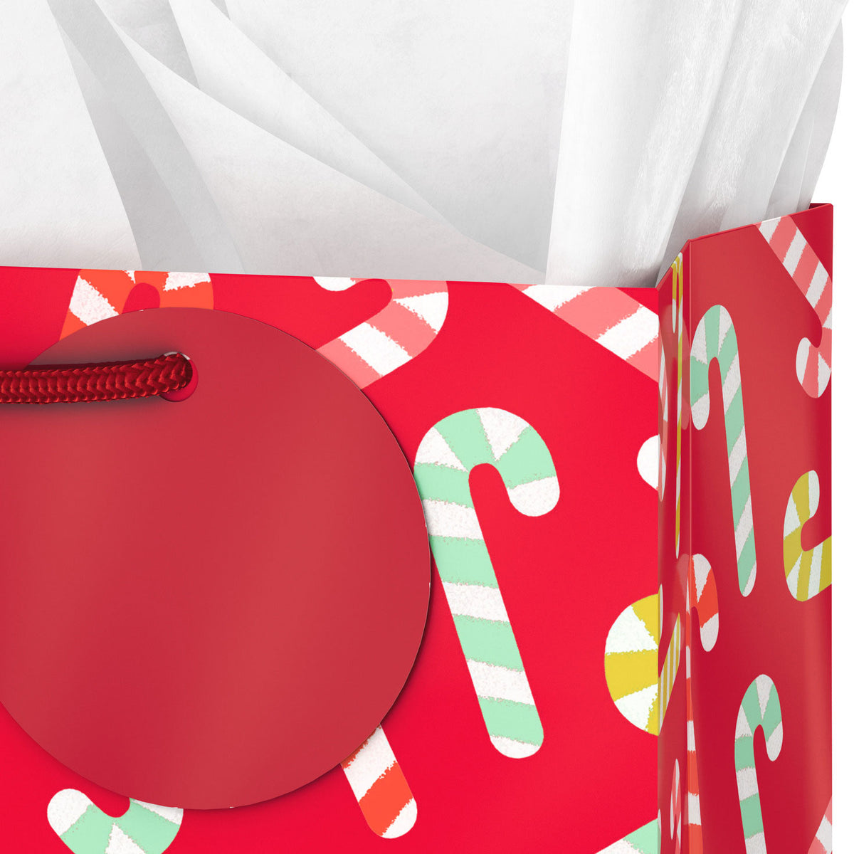 Hallmark 9.6'' Candy Canes on Red Medium Christmas Gift Bag With Tissue Paper