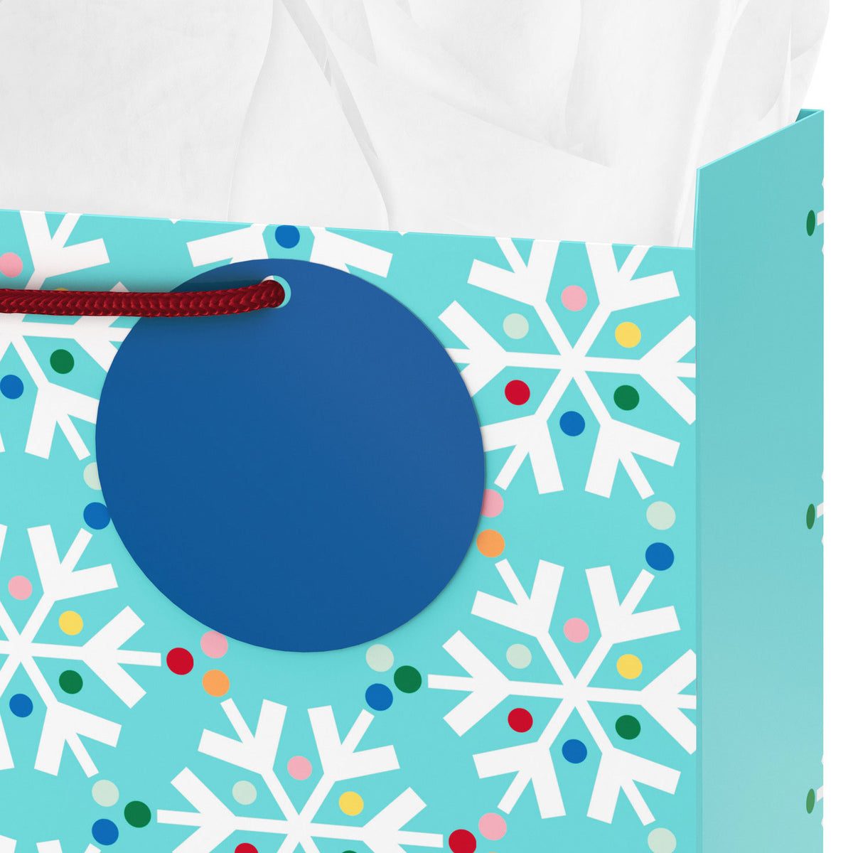 Hallmark 13'' Rainbow Snowflakes on Blue Large Christmas Gift Bag With Tissue Paper