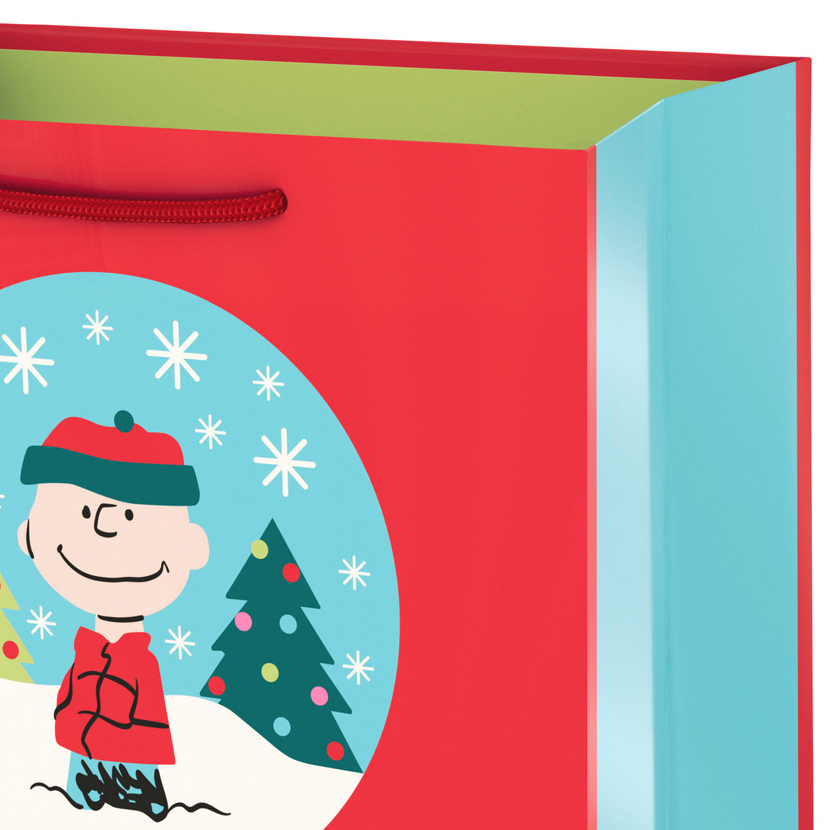 Hallmark 9.6'' Peanuts® Charlie Brown Snow Globe Medium Christmas Gift Bag