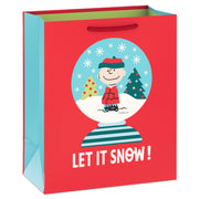 Hallmark 9.6'' Peanuts® Charlie Brown Snow Globe Medium Christmas Gift Bag