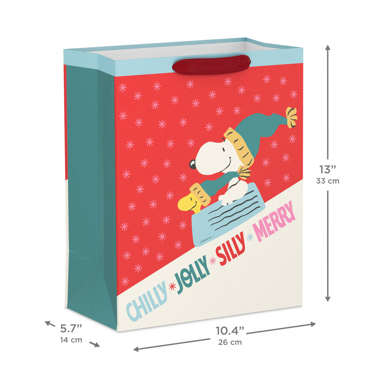 Hallmark 13'' Peanuts® Snoopy Sled Large Christmas Gift Bag