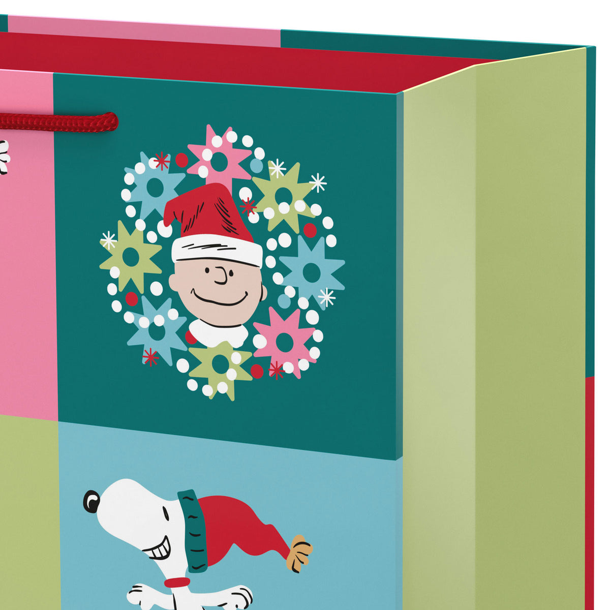 Hallmark 15.5'' Peanuts® Snoopy and Charlie Brown Grid Extra-Large Christmas Gift Bag