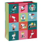Hallmark 15.5'' Peanuts® Snoopy and Charlie Brown Grid Extra-Large Christmas Gift Bag