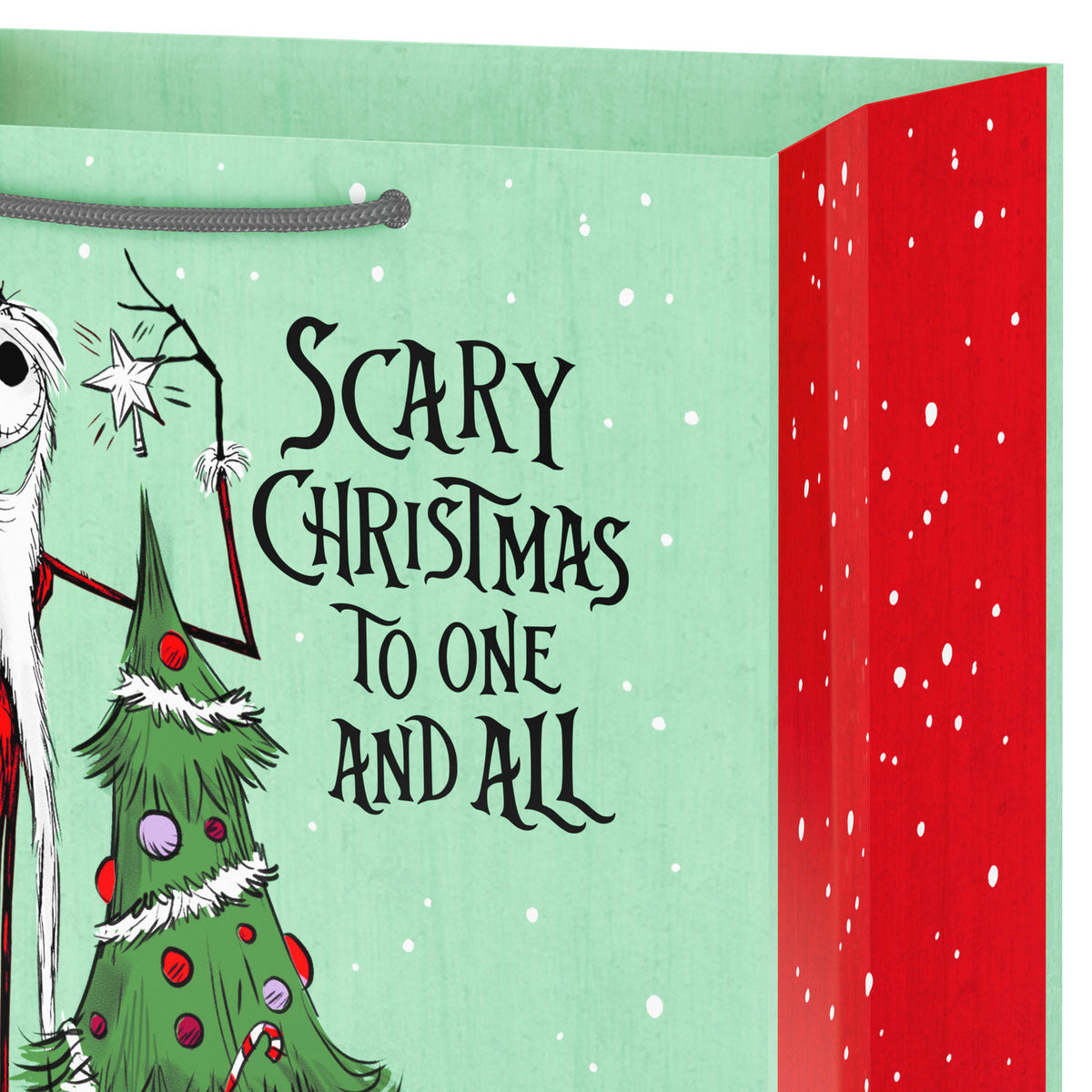 Hallmark 13'' Disney Tim Burton's The Nightmare Before Christmas Jack Skellington Santa, Green Large Christmas Gift Bag