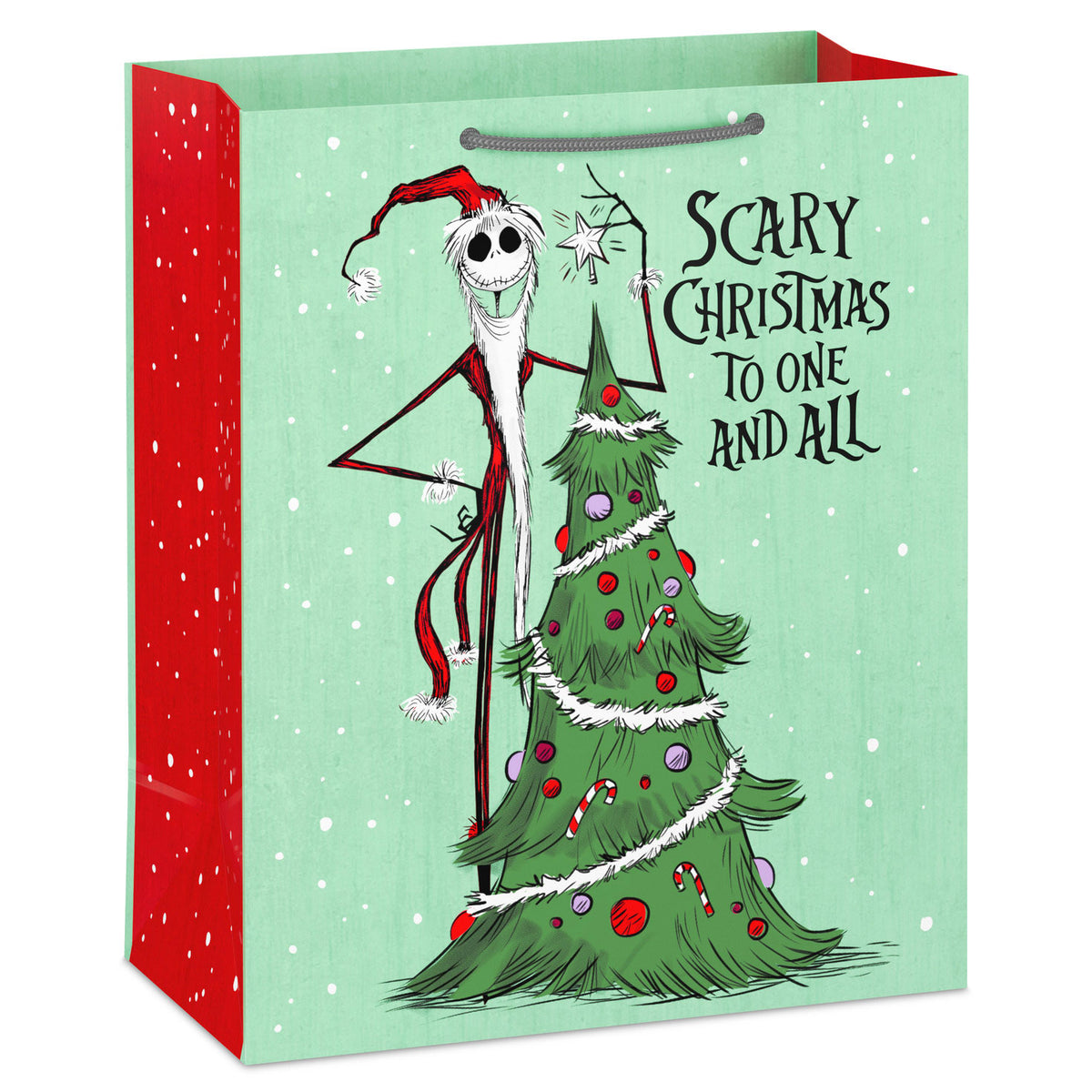 Hallmark 13'' Disney Tim Burton's The Nightmare Before Christmas Jack Skellington Santa, Green Large Christmas Gift Bag