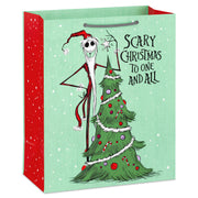 Hallmark 13'' Disney Tim Burton's The Nightmare Before Christmas Jack Skellington Santa, Green Large Christmas Gift Bag