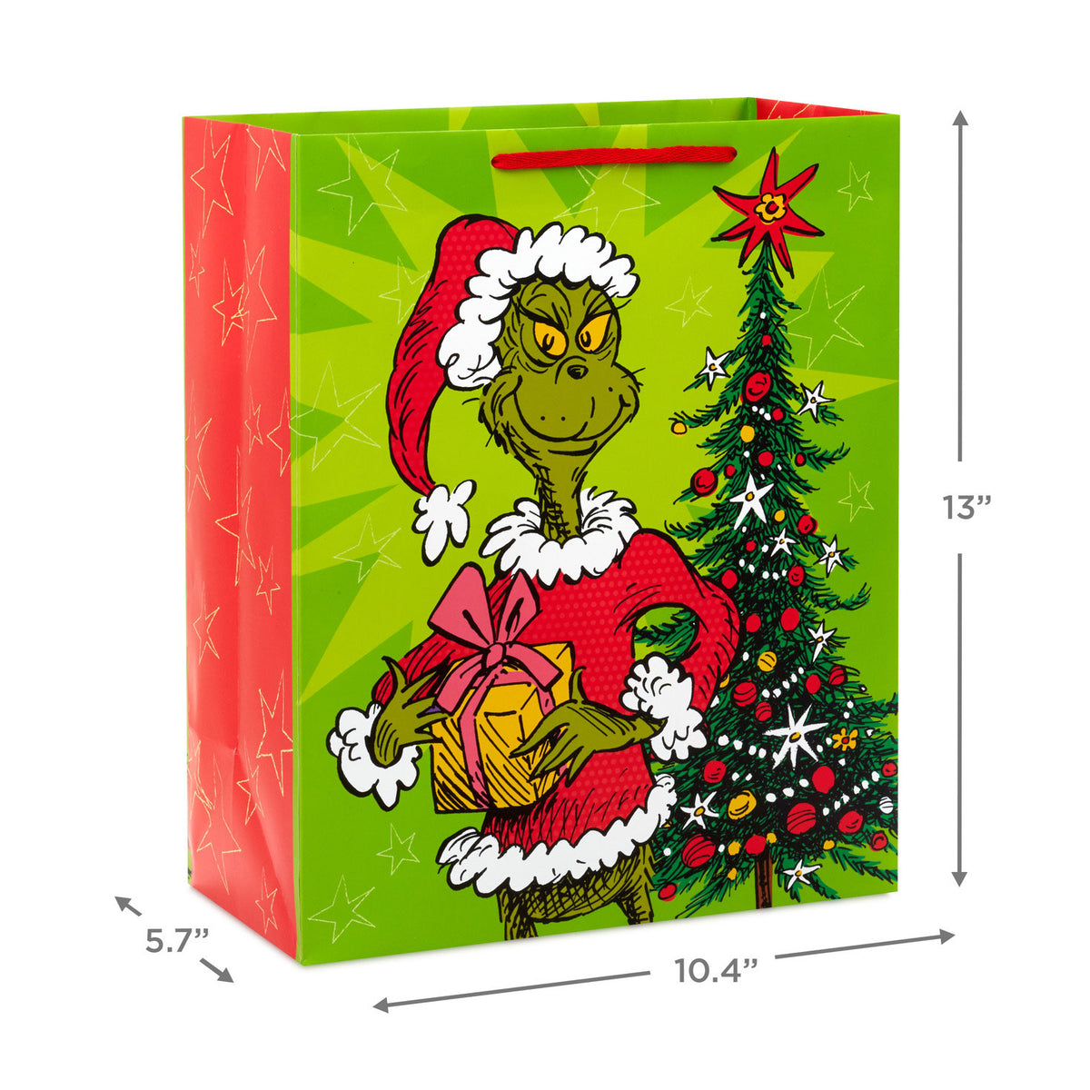 Hallmark 13'' Dr. Seuss's How the Grinch Stole Christmas!™ Grinch With Present Large Christmas Gift Bag