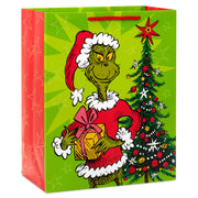Hallmark 13'' Dr. Seuss's How the Grinch Stole Christmas!™ Grinch With Present Large Christmas Gift Bag