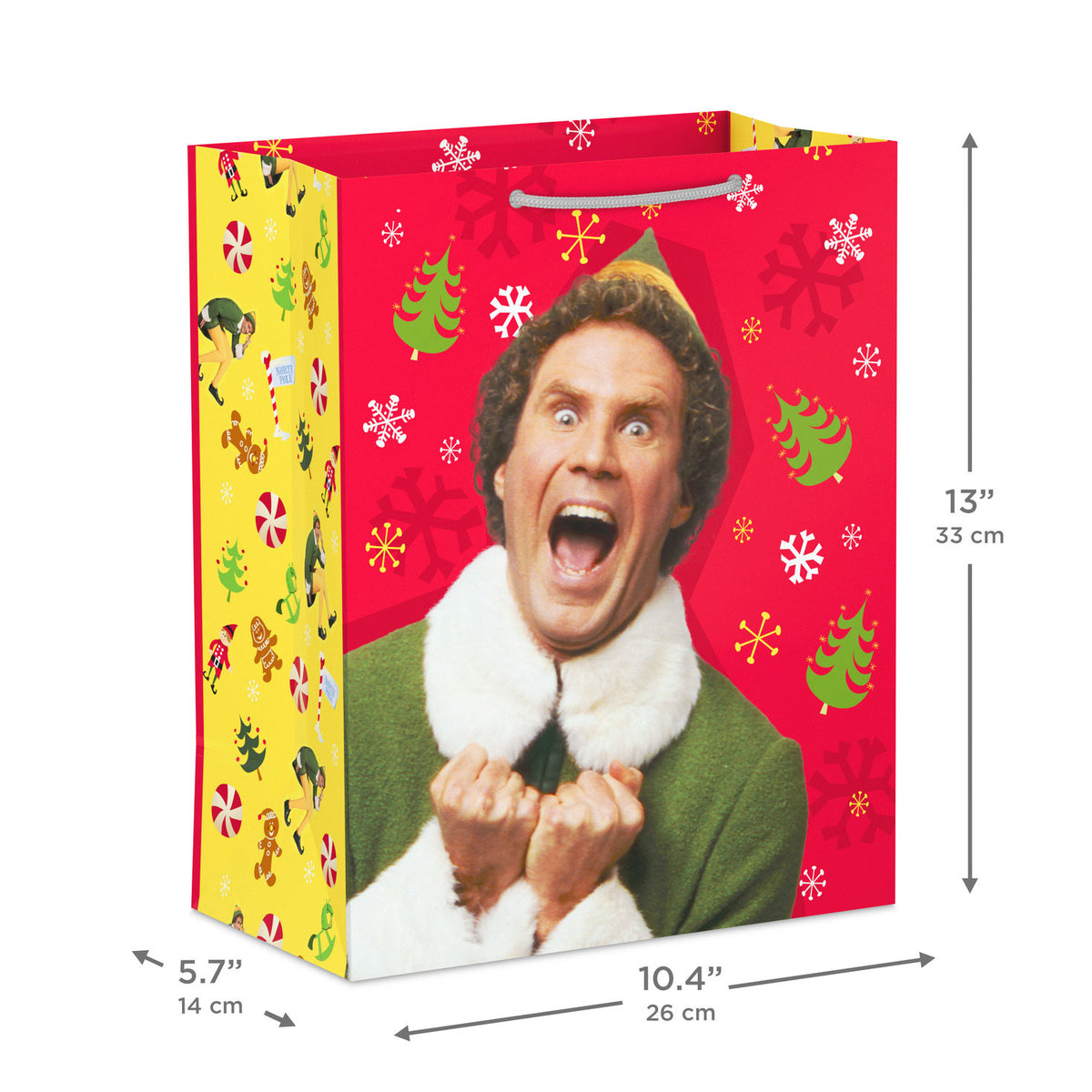 Hallmark 13'' Elf Buddy on Red Large Christmas Gift Bag