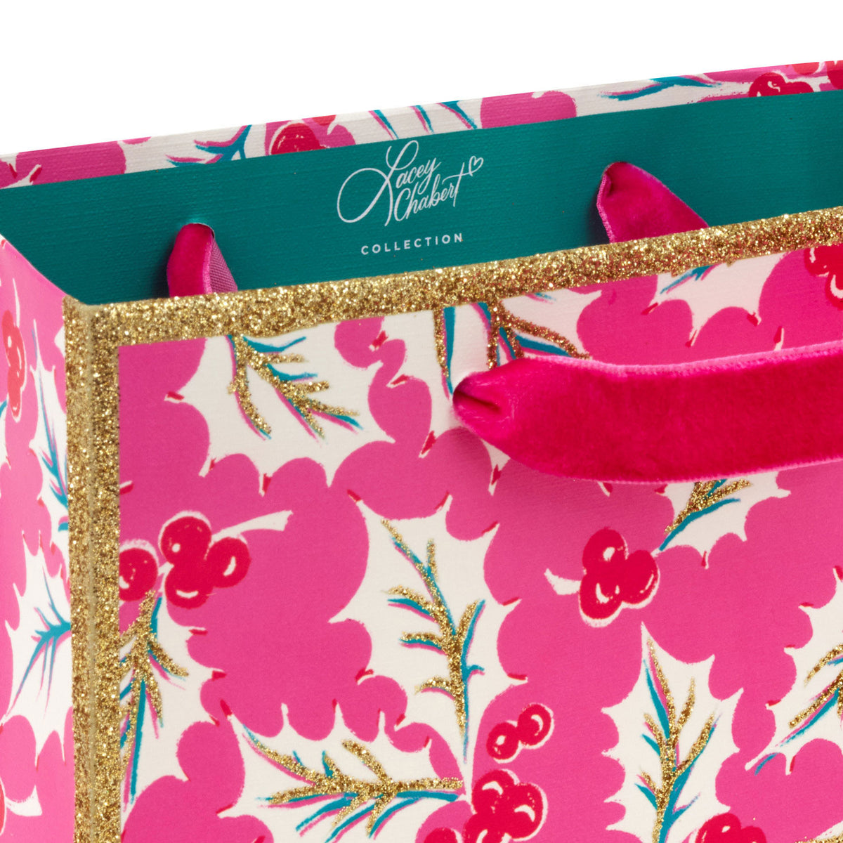 Hallmark 5.5'' Lacey Chabert Collection Jolly Holly on Pink Small Christmas Gift Bag