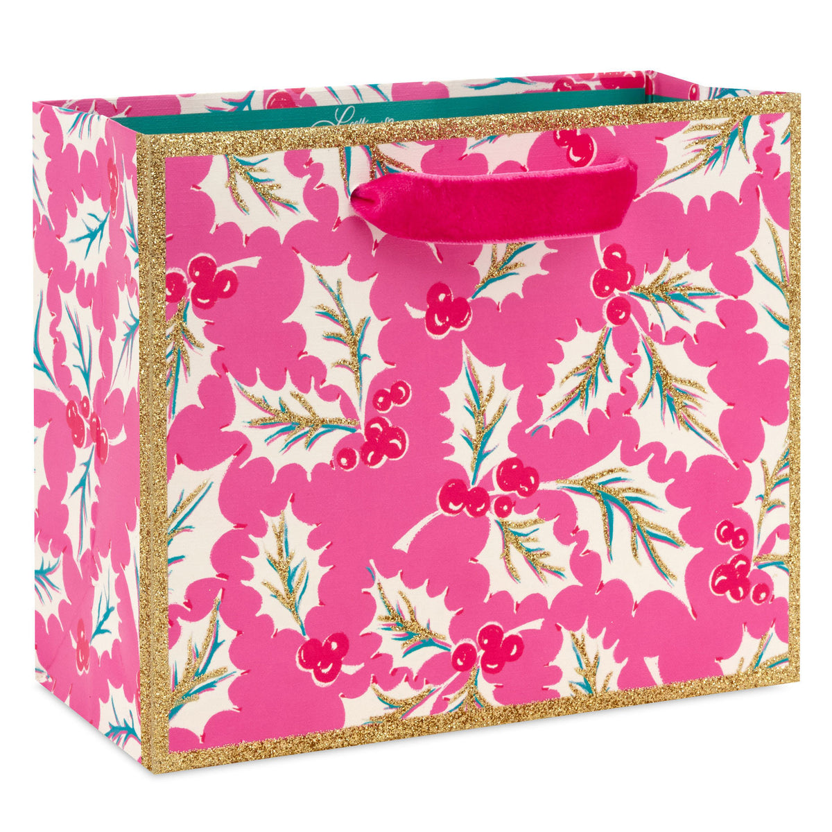 Hallmark 5.5'' Lacey Chabert Collection Jolly Holly on Pink Small Christmas Gift Bag