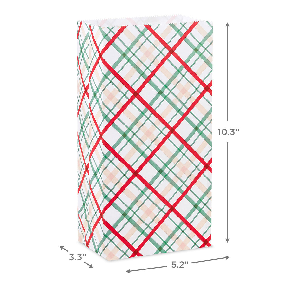 Hallmark Plaid and Fa La La Christmas Goodie Bags With Stickers, Pack of 12