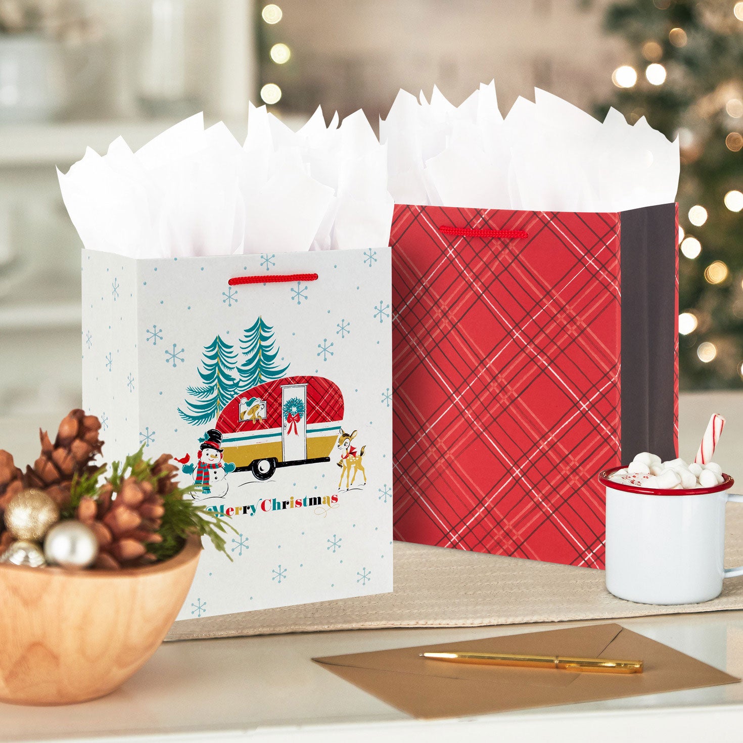 Hallmark 8.8'' Old-Fashioned 3-Pack Assortment Medium Christmas Gift Bags