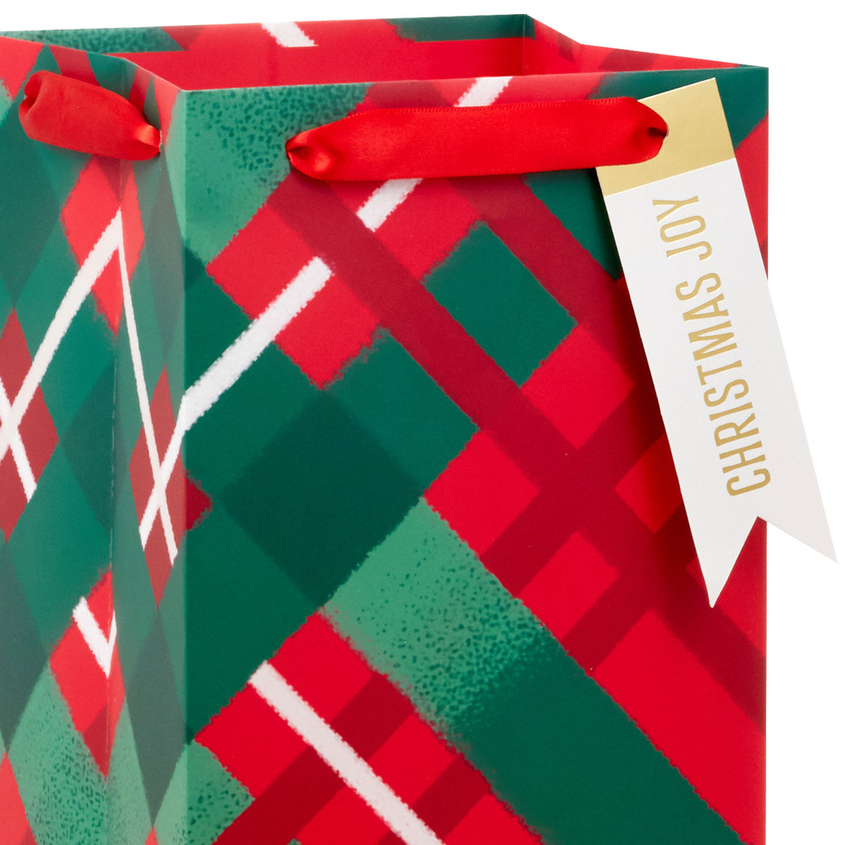 Hallmark 14'' Red and Green Plaid Large Christmas Wine Gift Bag