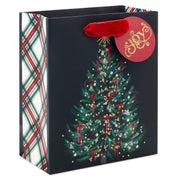 Hallmark 6.5'' Evergreen With Red Bows on Black Small Christmas Gift Bag