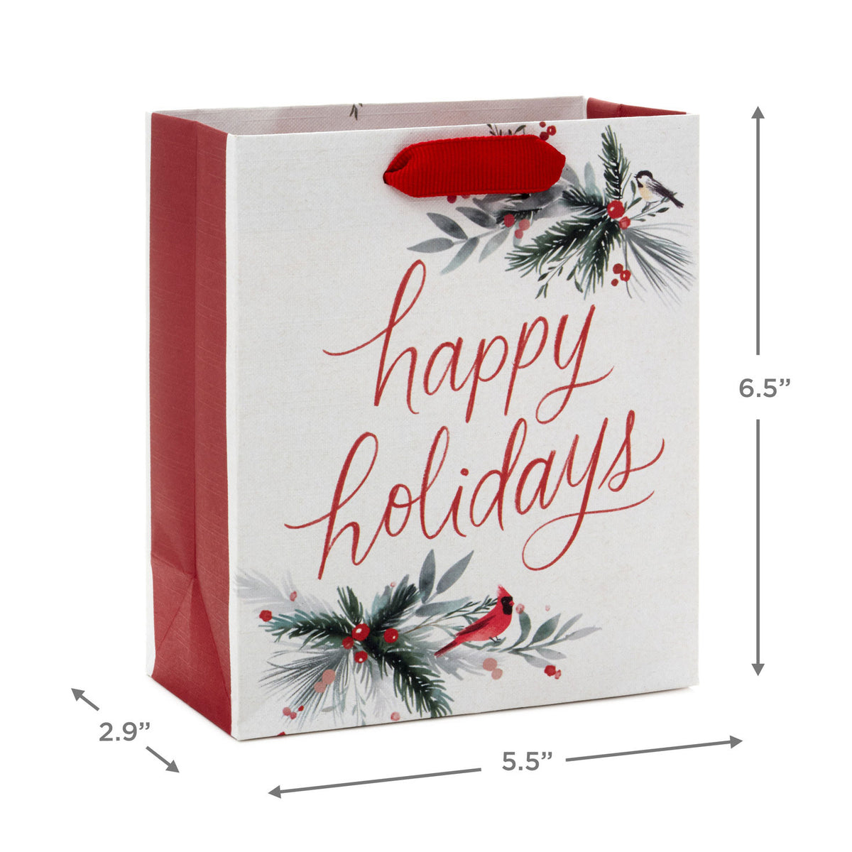 Hallmark 6.5'' Happy Holidays on White Small Gift Bag
