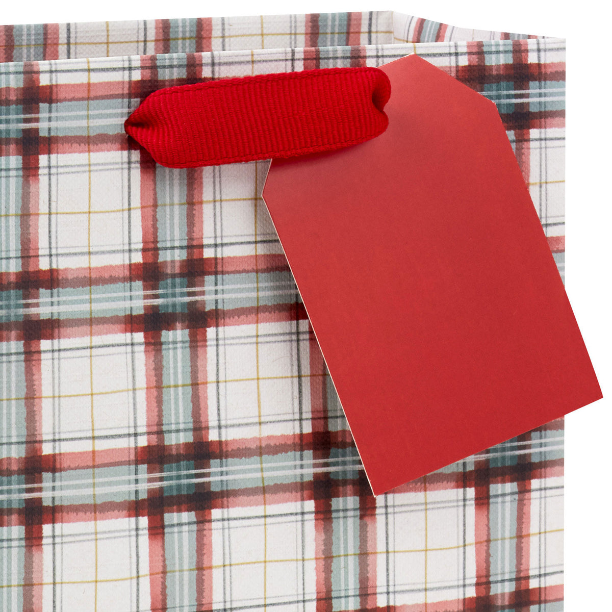 Hallmark 6.5'' Farmhouse Plaid on White Small Holiday Gift Bag