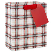 Hallmark 6.5'' Farmhouse Plaid on White Small Holiday Gift Bag