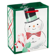 Hallmark 6.5'' Smiling Snowman on White Small Holiday Gift Bag