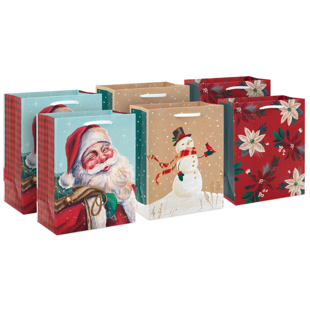 Hallmark 8.8'' Christmas Traditions 6-Pack Assortment Medium Gift Bag Bundle