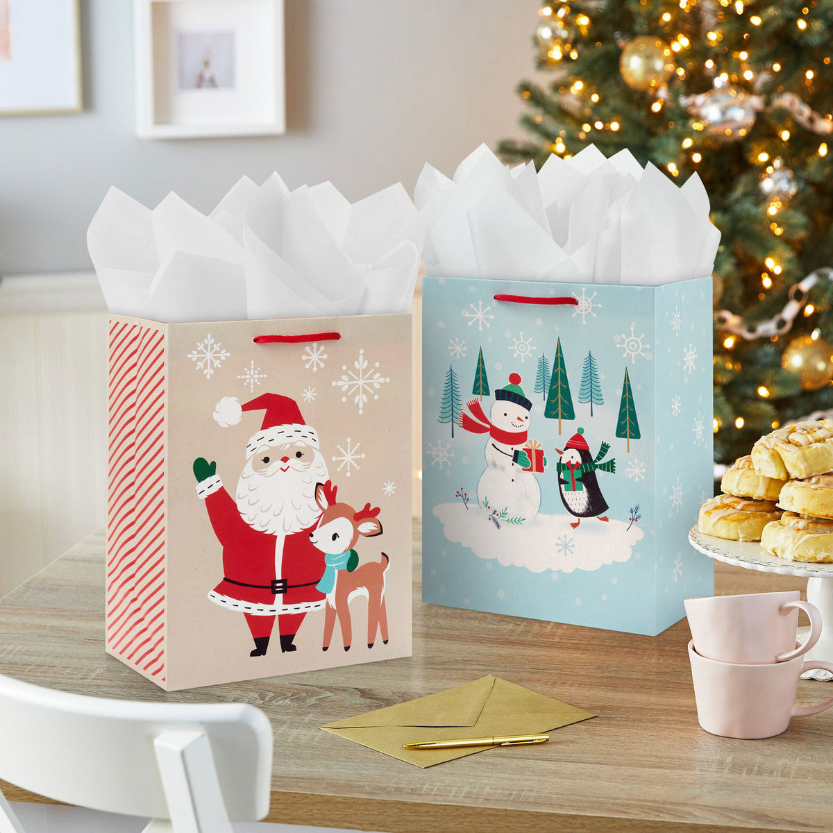 Hallmark 11.5'' North Pole Pals 4-Pack Assortment Christmas Gift Bag Bundle