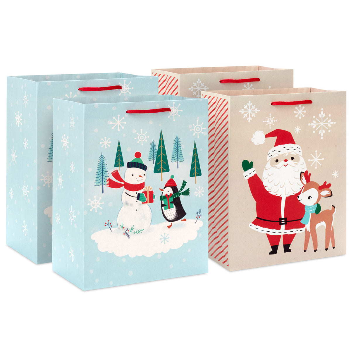 Hallmark 11.5'' North Pole Pals 4-Pack Assortment Christmas Gift Bag Bundle