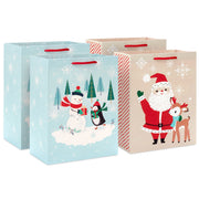 Hallmark 11.5'' North Pole Pals 4-Pack Assortment Christmas Gift Bag Bundle