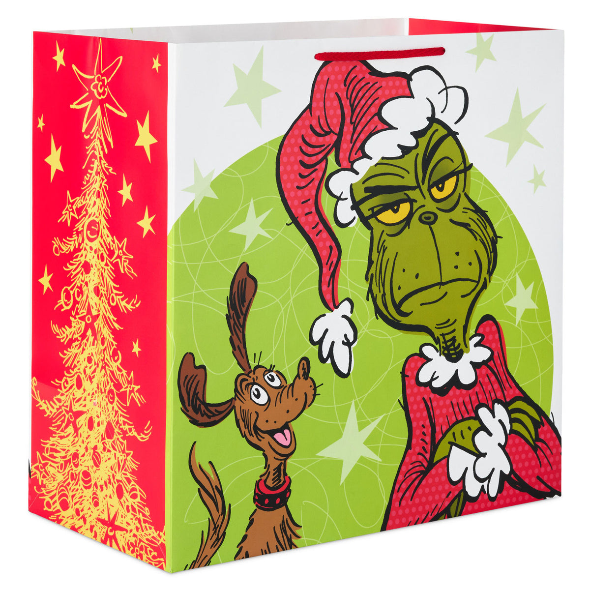 Hallmark 15'' Dr. Seuss's How the Grinch Stole Christmas!™ Grimacing Grinch Extra-Deep Christmas Gift Bag