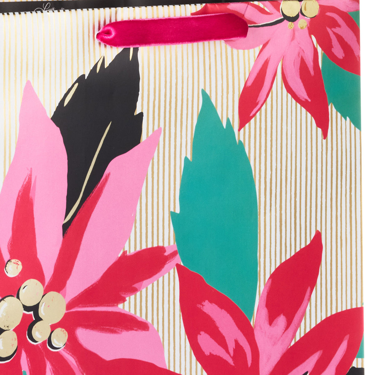 Hallmark 13'' Lacey Chabert Collection Pink Poinsettias Large Christmas Gift Bag