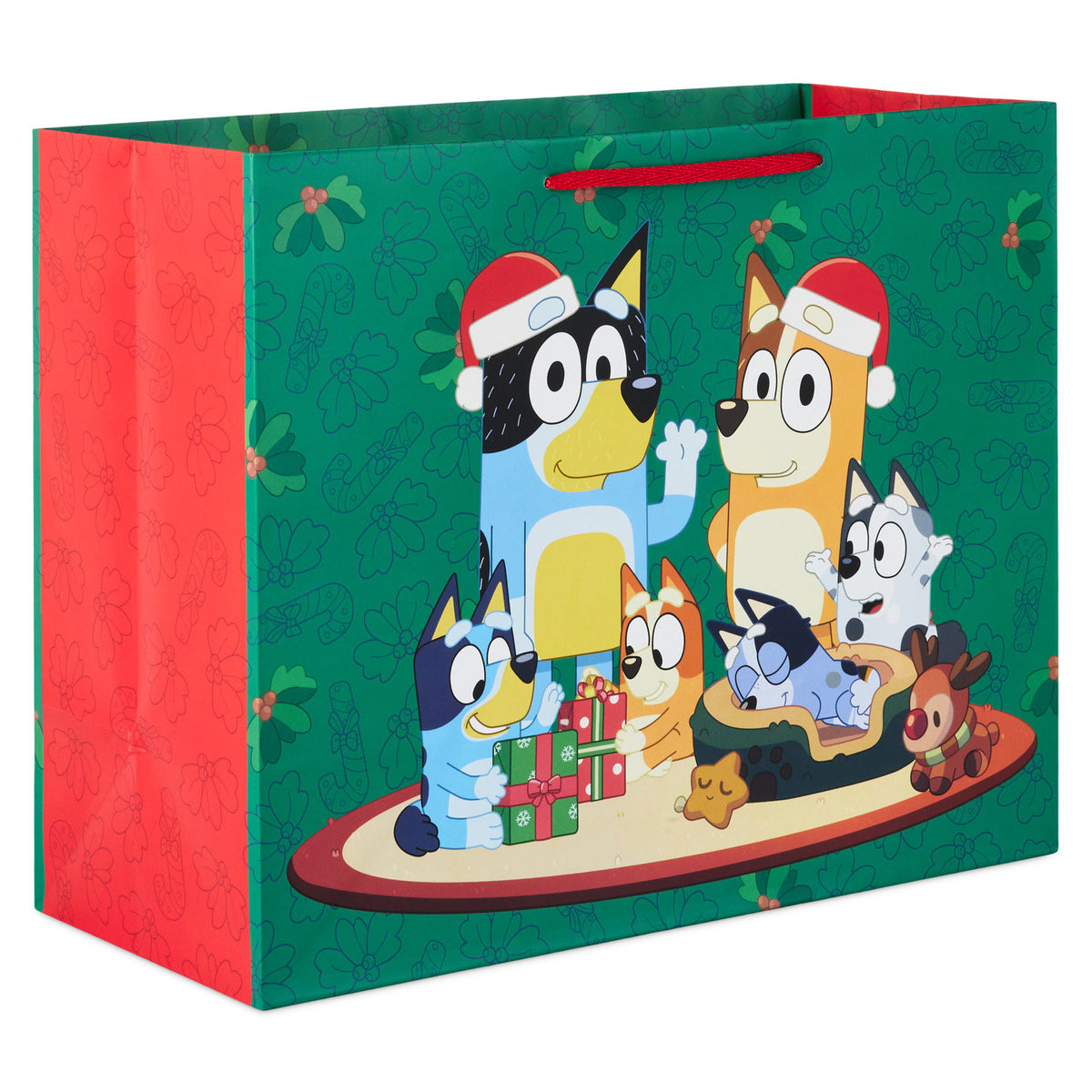 Hallmark 10.4'' Bluey Family on Green Large Christmas Gift Bag